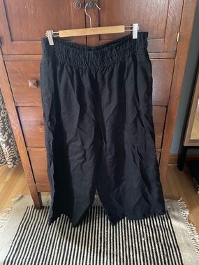 Anthropologie Black Wide-Leg Linen Pants